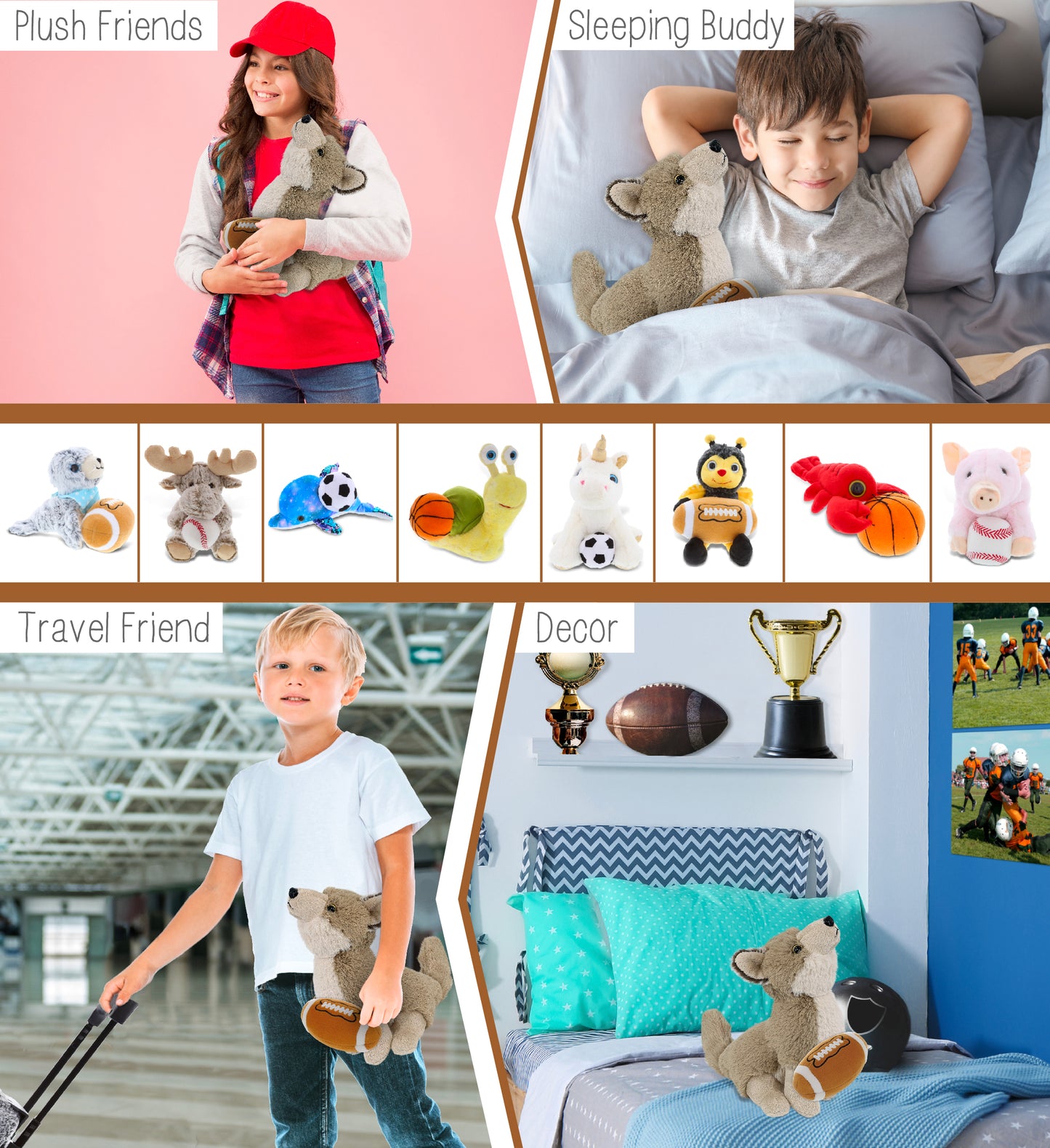 SUPER-SOFT PLUSH - HOWLING WOLF 10.5" WITH FOOTBALL PLUSH