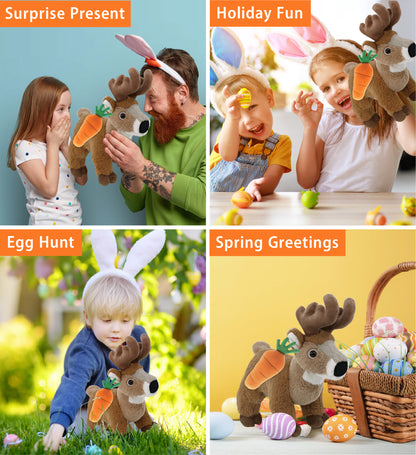 DolliBu Happy Easter Super Soft Plush Standing Deer with Carrot - 9 Inches