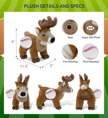 SUPER-SOFT PLUSH - STANDING DEER 9" WITH BASEBALL PLUSH