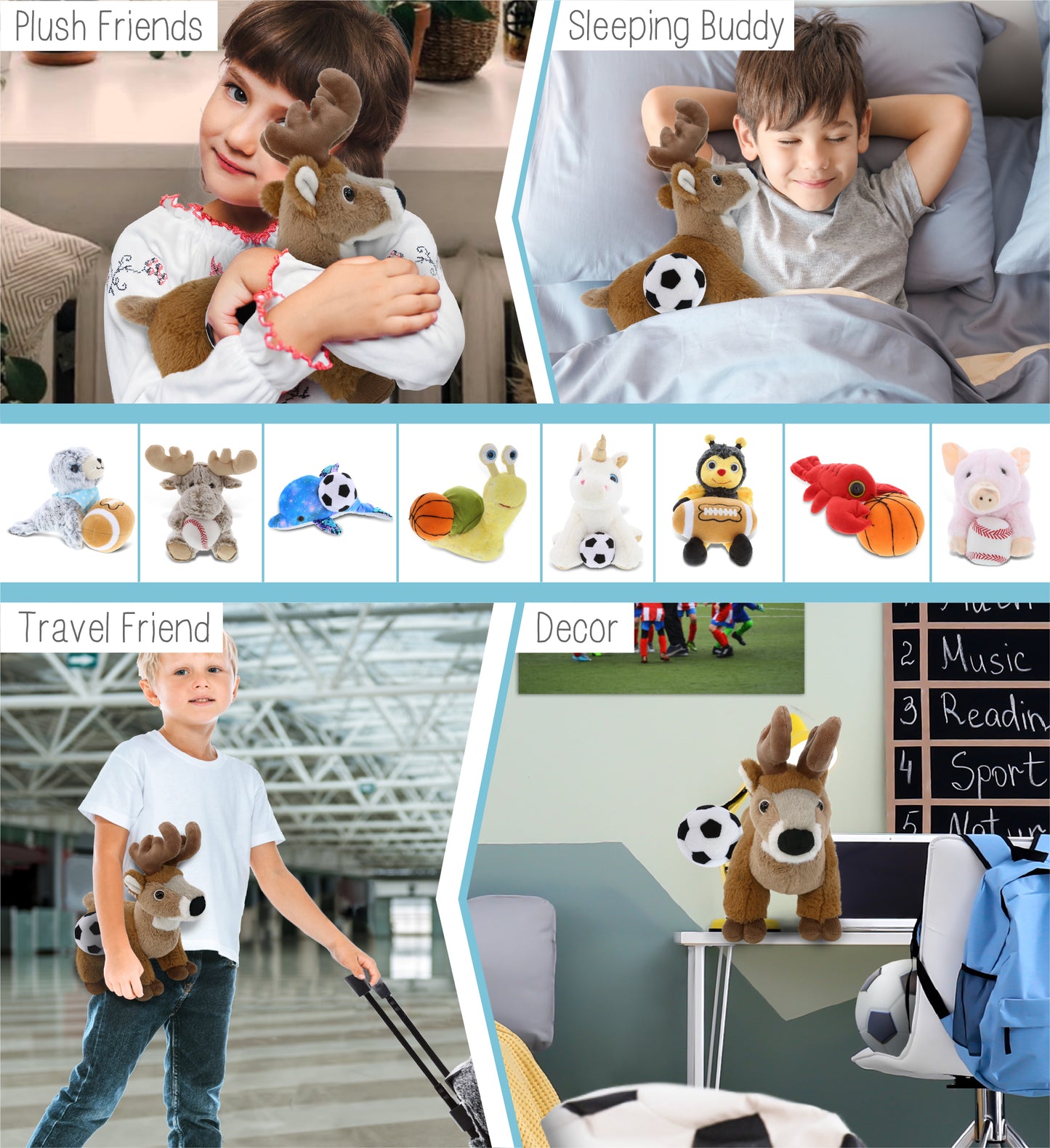 SUPER-SOFT PLUSH - STANDING DEER 9" WITH SOCCER PLUSH