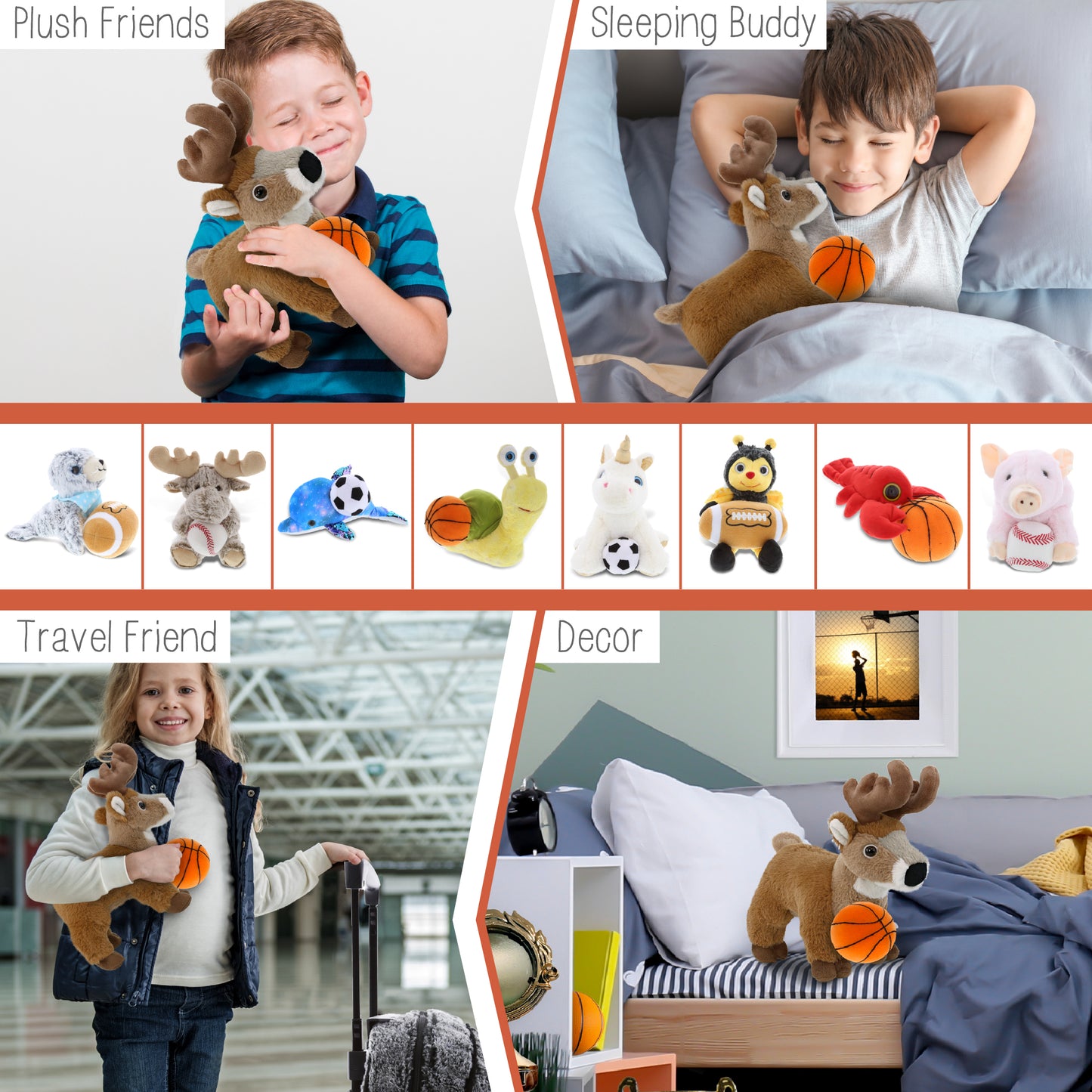 SUPER-SOFT PLUSH - STANDING DEER 9" WITH BASKETBALL PLUSH