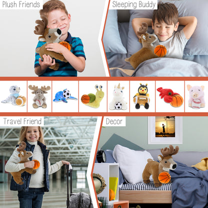 SUPER-SOFT PLUSH - STANDING DEER 9" WITH BASKETBALL PLUSH