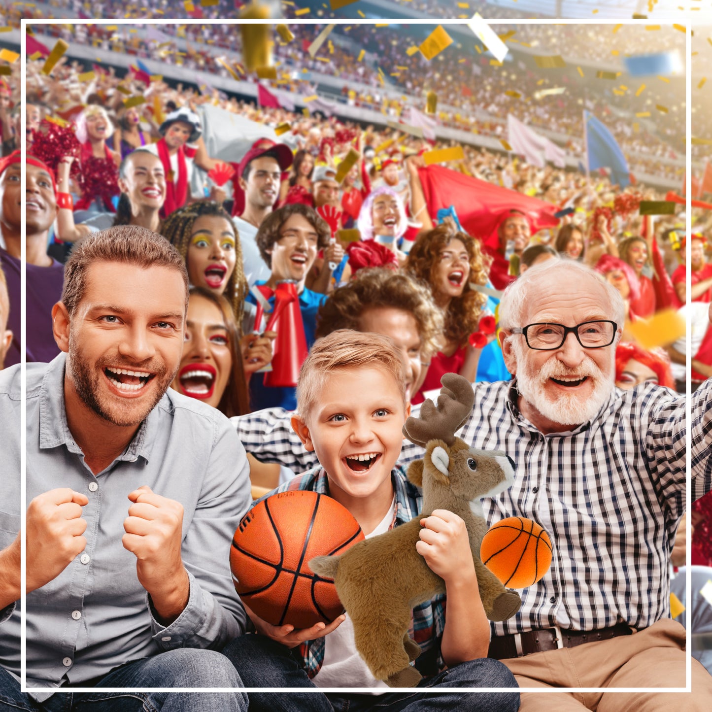 SUPER-SOFT PLUSH - STANDING DEER 9" WITH BASKETBALL PLUSH