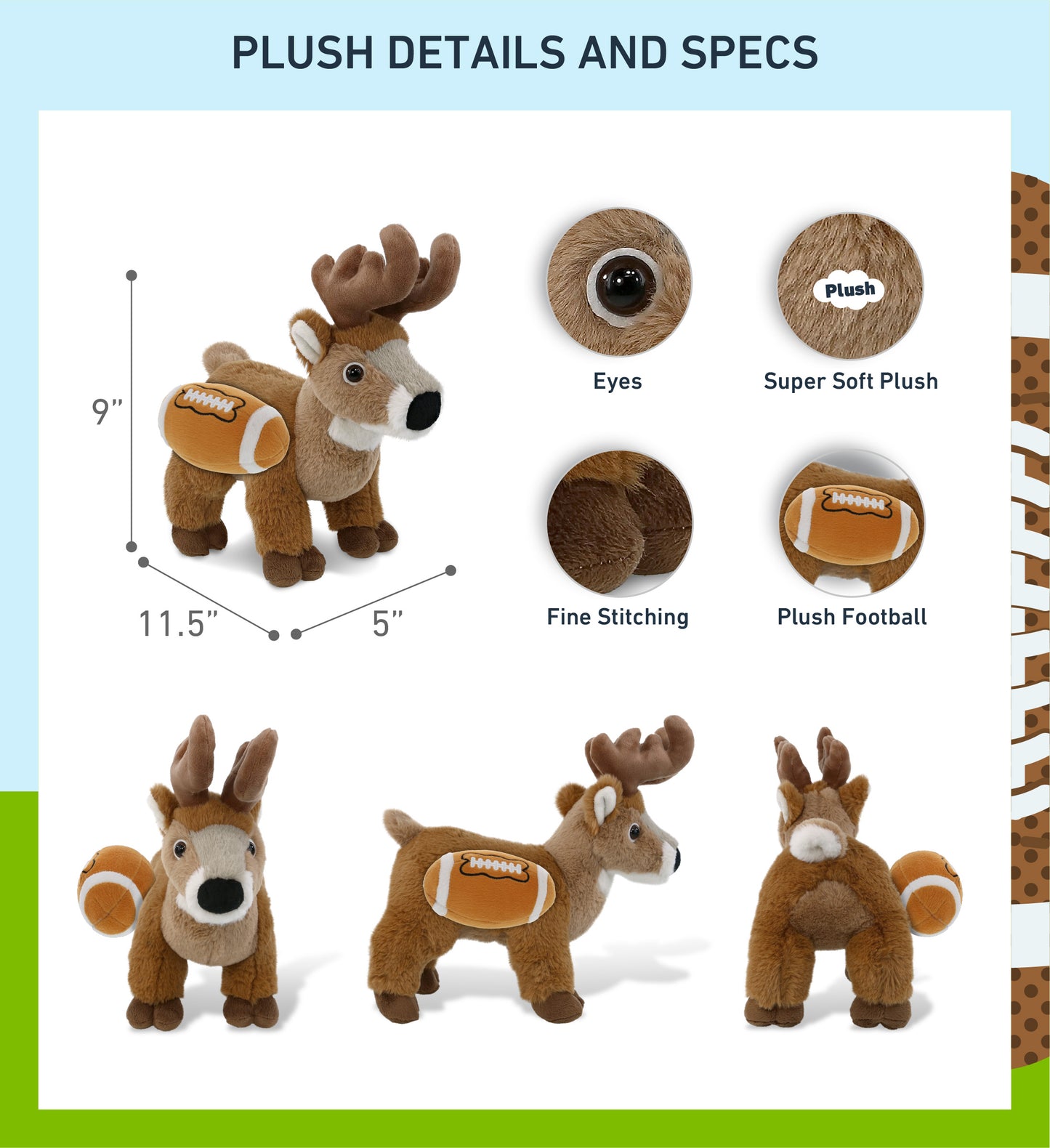 SUPER-SOFT PLUSH - STANDING DEER 9" WITH FOOTBALL PLUSH