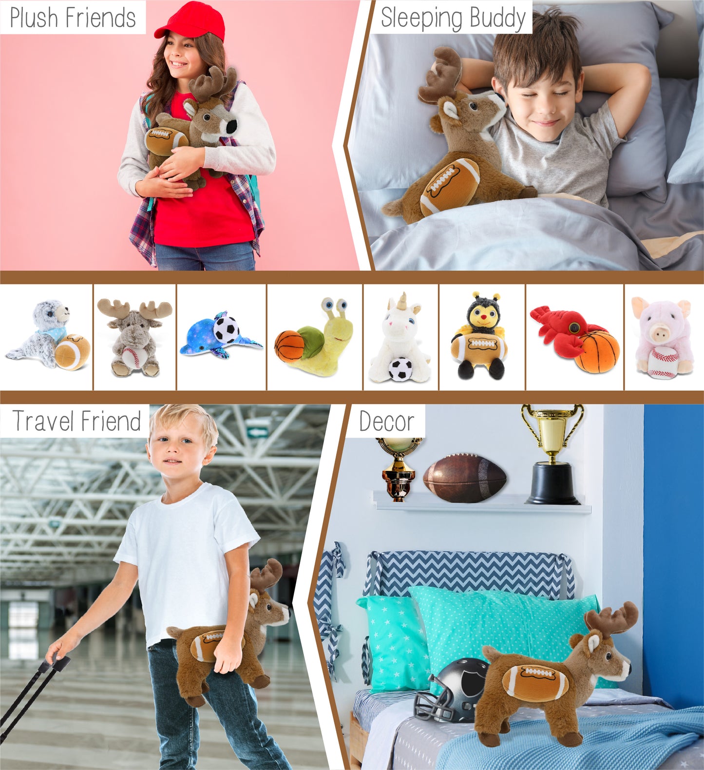 SUPER-SOFT PLUSH - STANDING DEER 9" WITH FOOTBALL PLUSH