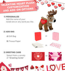 PLUSH I LOVE YOU RED HEART - SUPER-SOFT PLUSH - STANDING DEER 9"