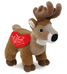 PLUSH I LOVE YOU RED HEART - SUPER-SOFT PLUSH - STANDING DEER 9"