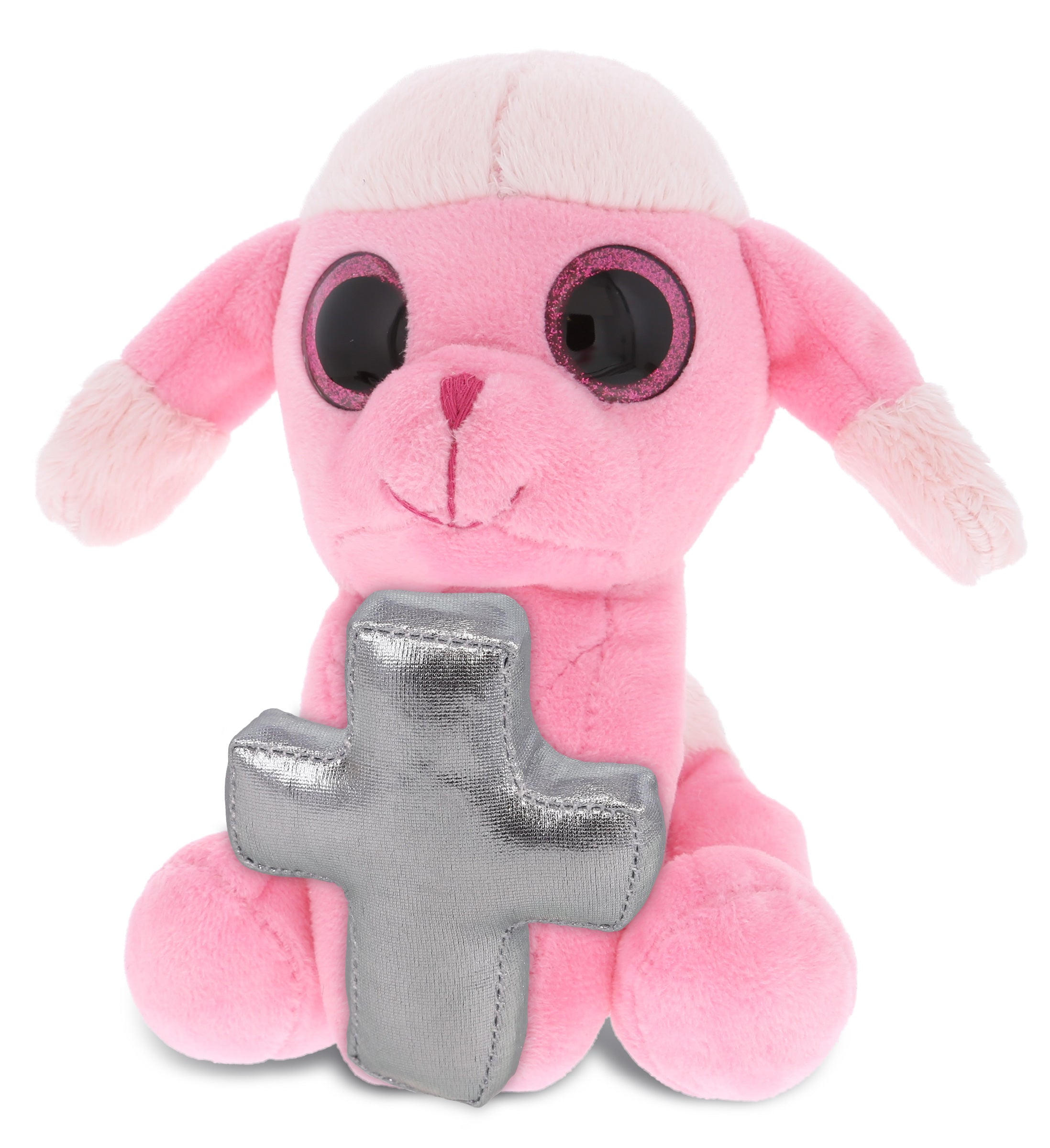 PLUSH CROSS - SPARKLE EYES PLUSH - SMALL PINK POODLE DOG
