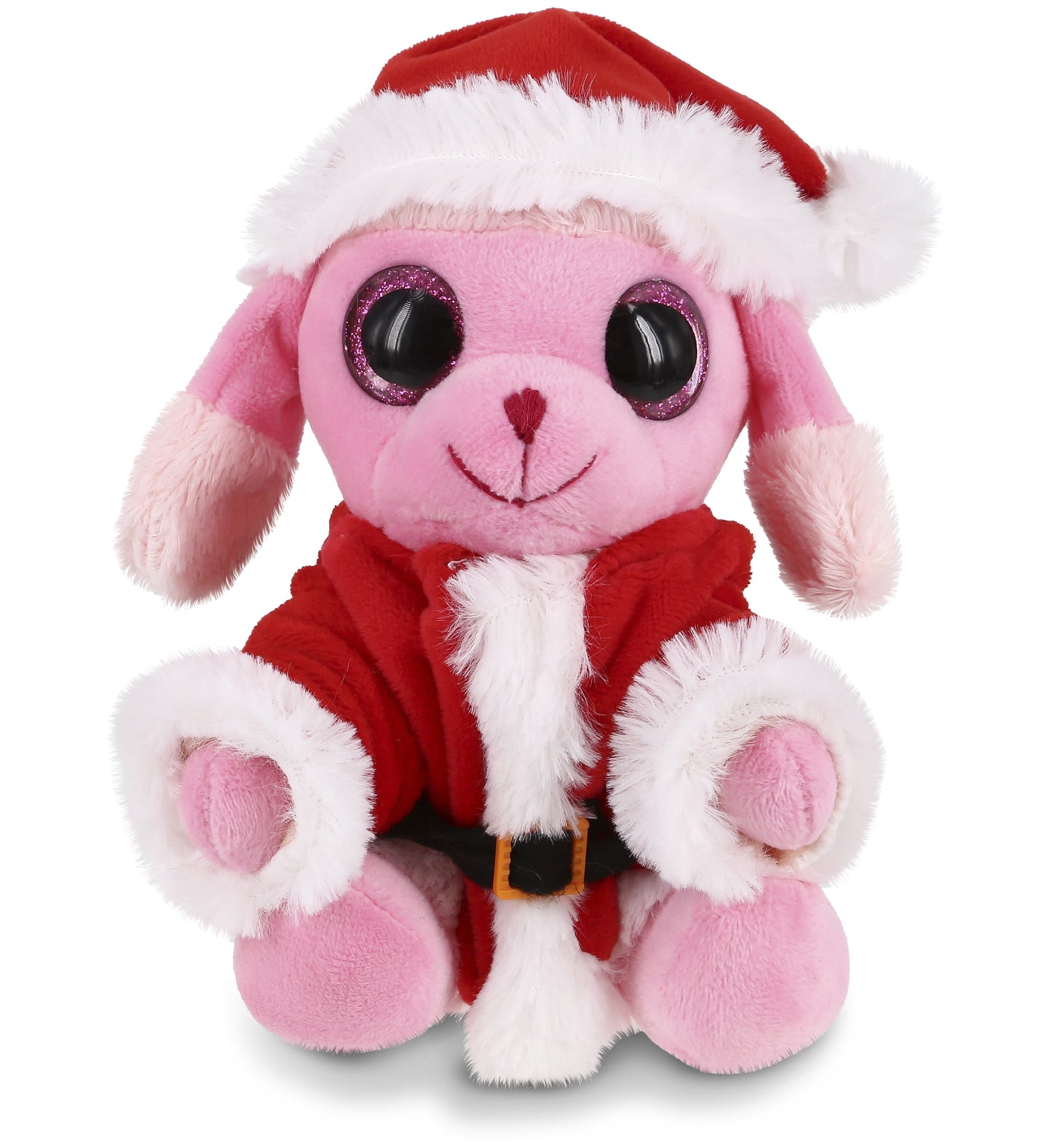 PLUSH SANTA - SPARKLE EYES PLUSH - SMALL PINK POODLE DOG