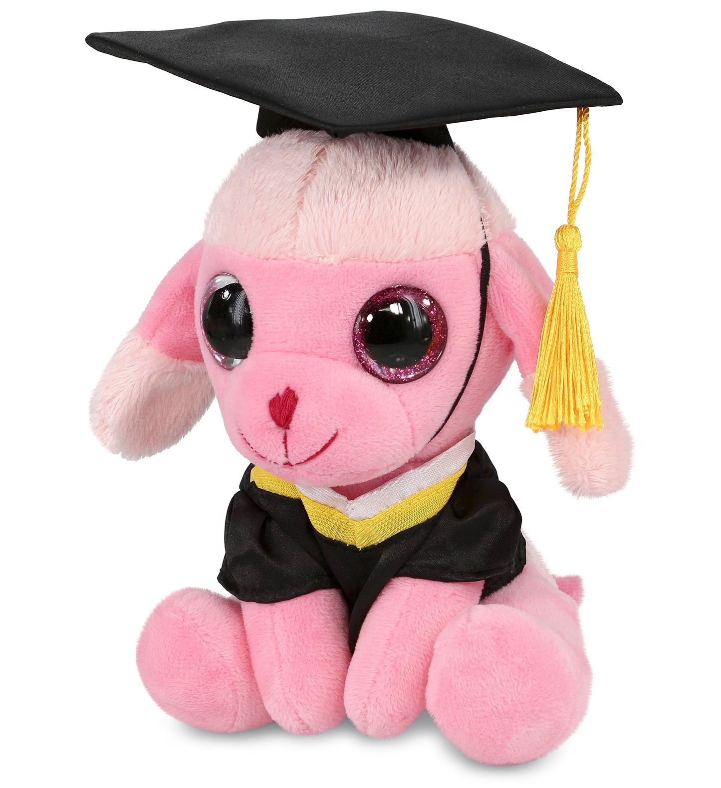 PLUSH GRADUATION - SPARKLE EYES PLUSH - SMALL PINK POODLE DOG