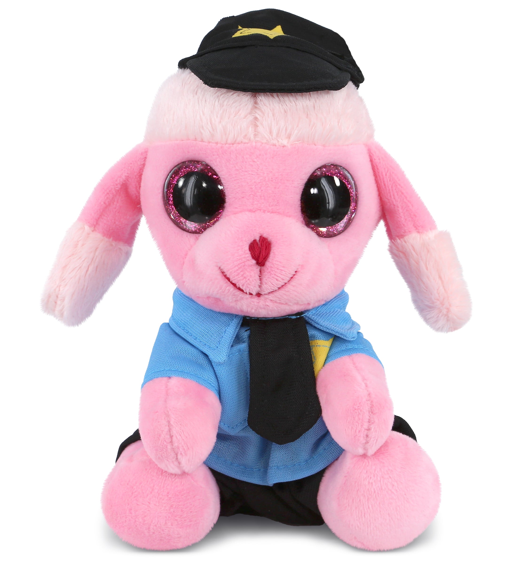 PLUSH POLICE - SPARKLE EYES PLUSH - SMALL PINK POODLE DOG