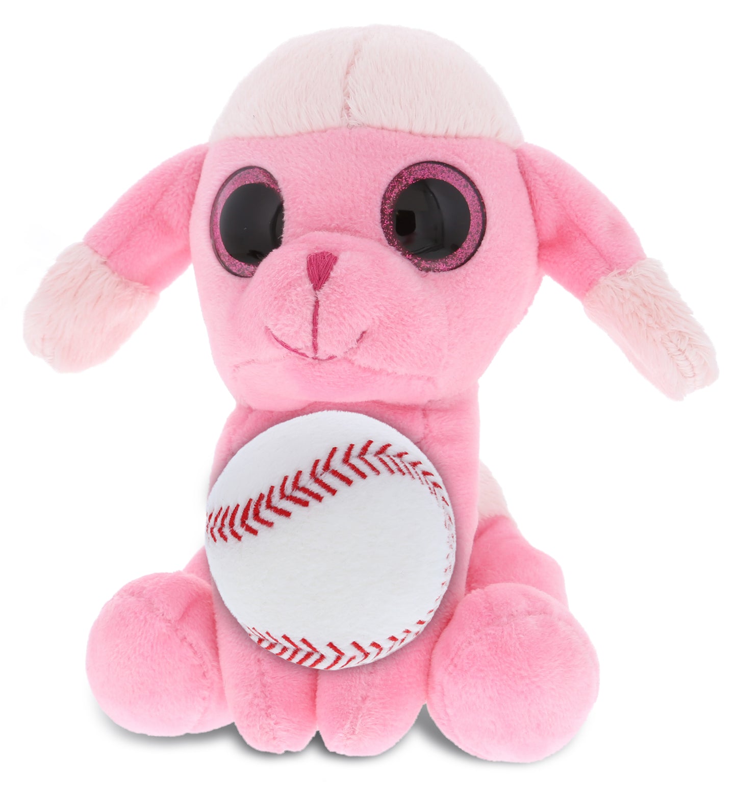 PLUSH BASEBALL - SPARKLE EYES PLUSH - SMALL PINK POODLE DOG