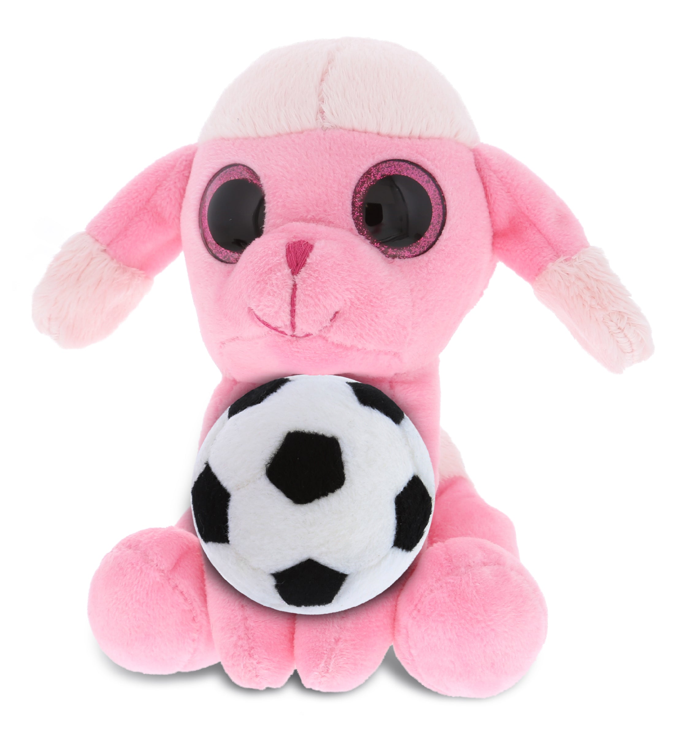 PLUSH SOCCER BALL - SPARKLE EYES PLUSH - SMALL PINK POODLE DOG