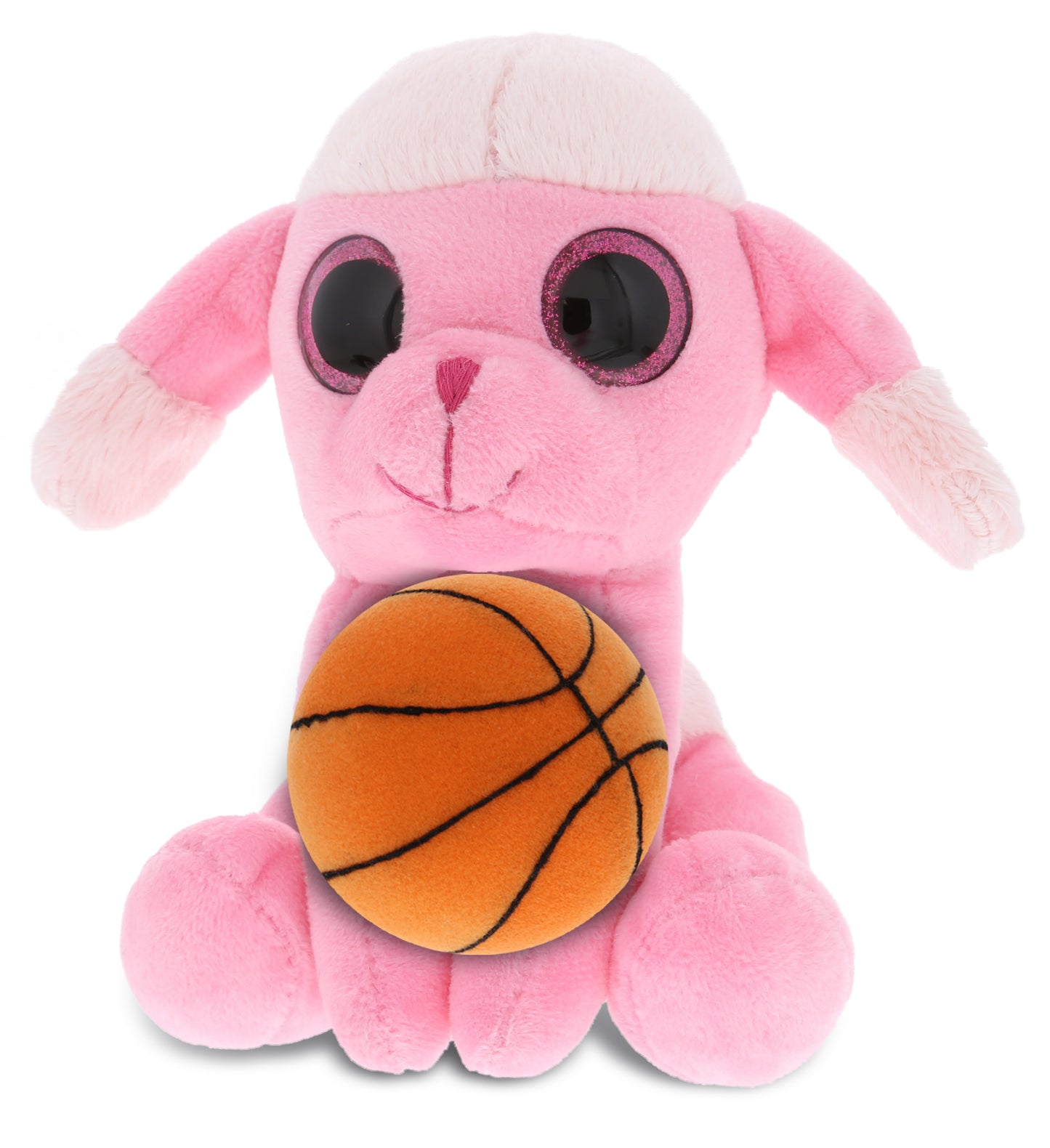 PLUSH BASKETBALL - SPARKLE EYES PLUSH - SMALL PINK POODLE DOG