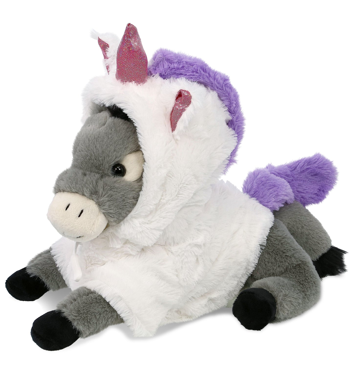 SUPER-SOFT PLUSH - LAYING DONKEY 9" WITH UNICORN DRESS UP