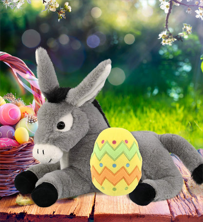 DolliBu Super Soft Lying Donkey with Yellow Easter Egg Plush Toy - 9 Inches