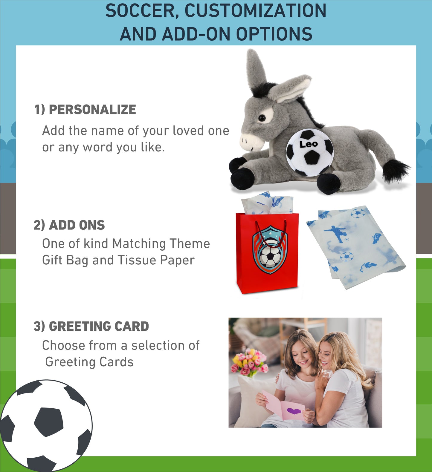 SUPER-SOFT PLUSH - LAYING DONKEY 9" WITH SOCCER PLUSH