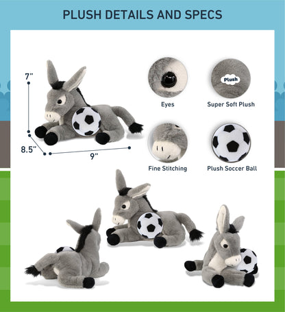 SUPER-SOFT PLUSH - LAYING DONKEY 9" WITH SOCCER PLUSH