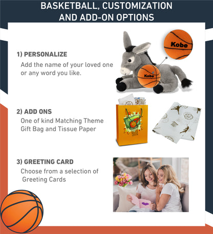 SUPER-SOFT PLUSH - LAYING DONKEY 9" WITH BASKETBALL PLUSH