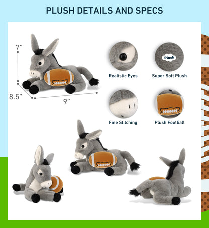 SUPER-SOFT PLUSH - LAYING DONKEY 9" WITH FOOTBALL PLUSH