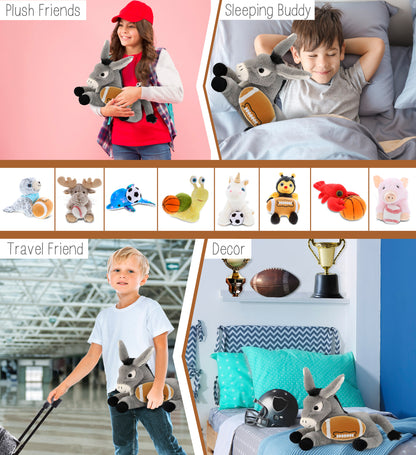 SUPER-SOFT PLUSH - LAYING DONKEY 9" WITH FOOTBALL PLUSH