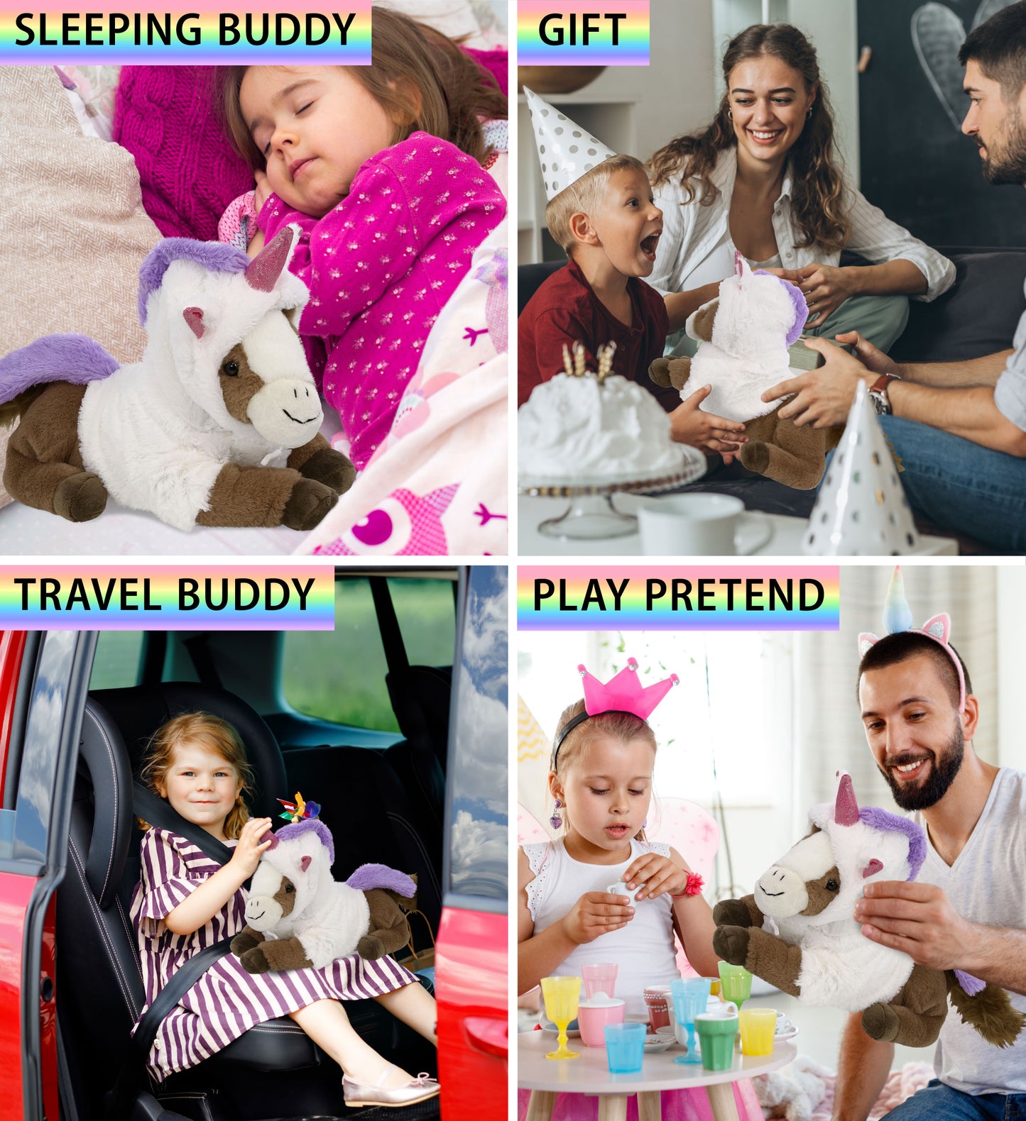 SUPER-SOFT PLUSH - LAYING BROWN HORSE 12" WITH UNICORN DRESS UP