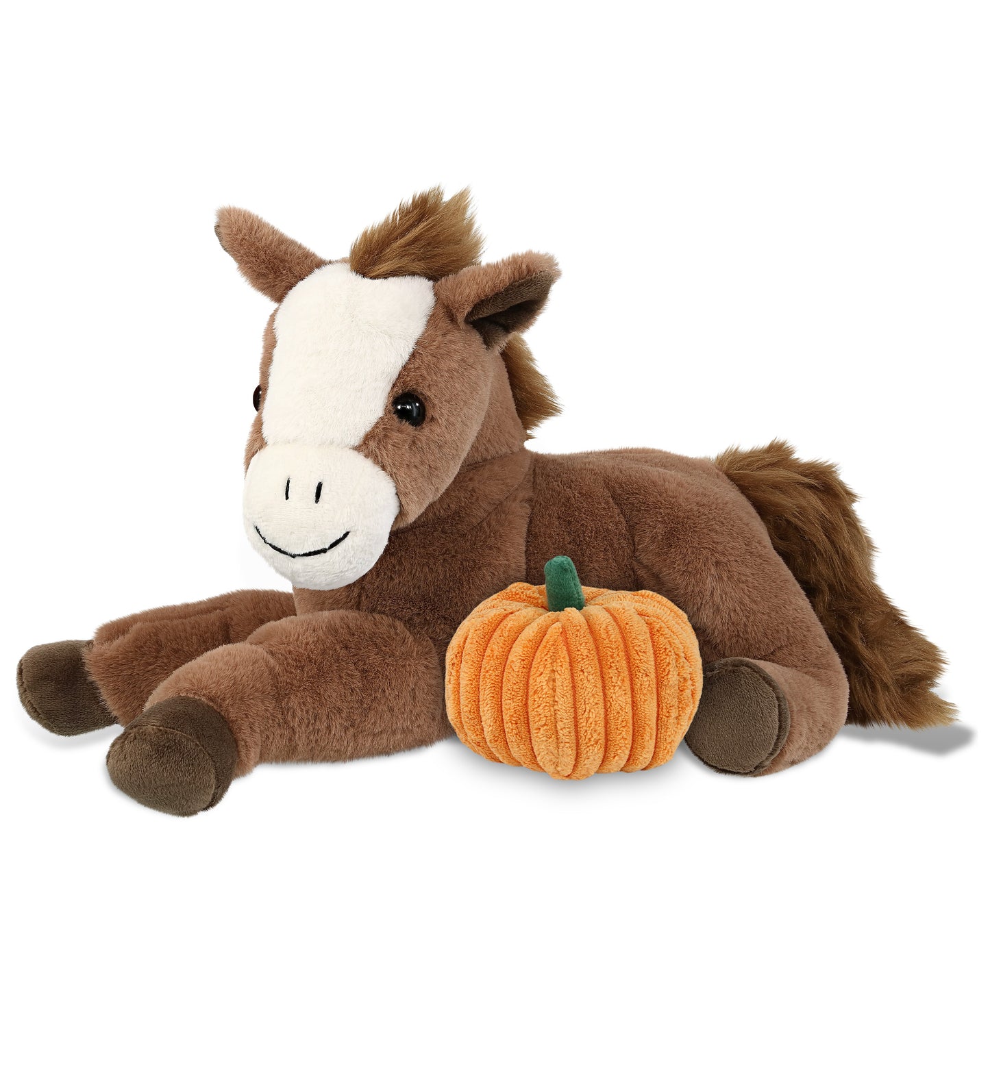 PLUSH PUMPKIN - SUPER-SOFT PLUSH - LAYING BROWN HORSE 12"