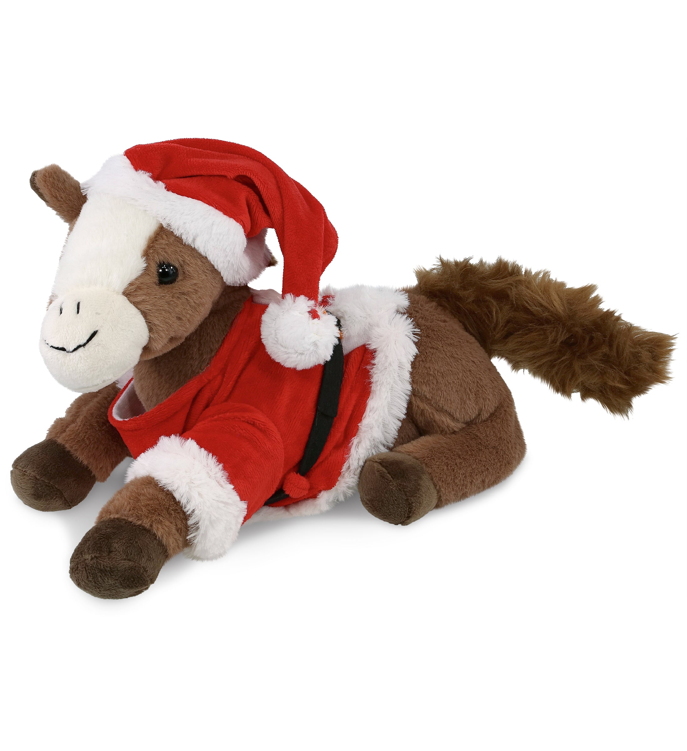 PLUSH SANTA - SUPER-SOFT PLUSH - LAYING BROWN HORSE 12"