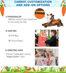 DolliBu Happy Easter Super Soft Plush Lying Brown Horse with Carrot - 12 Inches