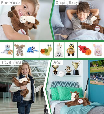 SUPER-SOFT PLUSH - LAYING BROWN HORSE 12" WITH BASEBALL PLUSH
