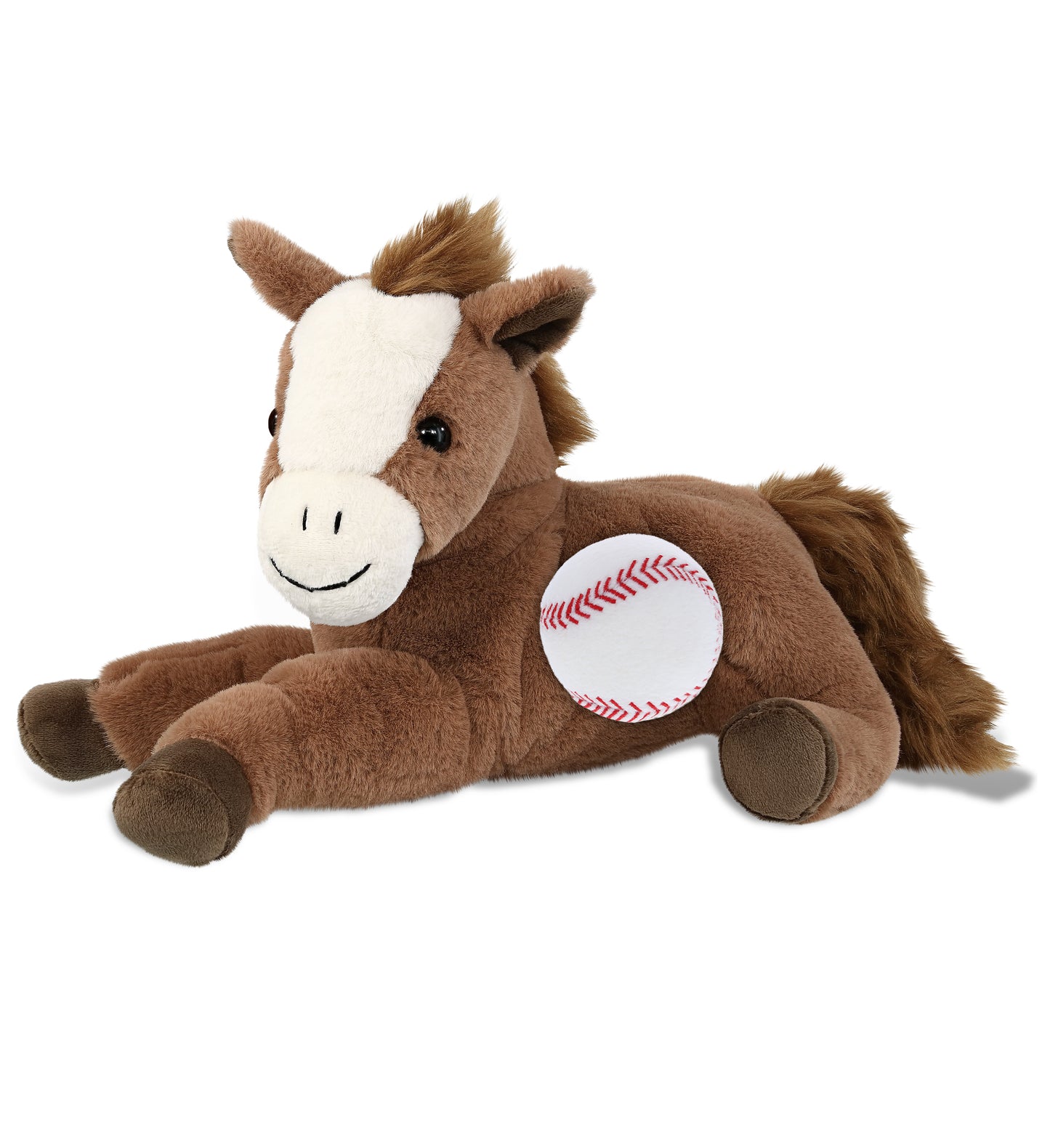 SUPER-SOFT PLUSH - LAYING BROWN HORSE 12" WITH BASEBALL PLUSH
