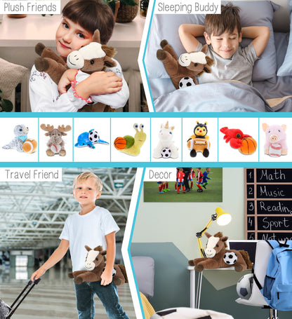 SUPER-SOFT PLUSH - LAYING BROWN HORSE 12" WITH SOCCER PLUSH