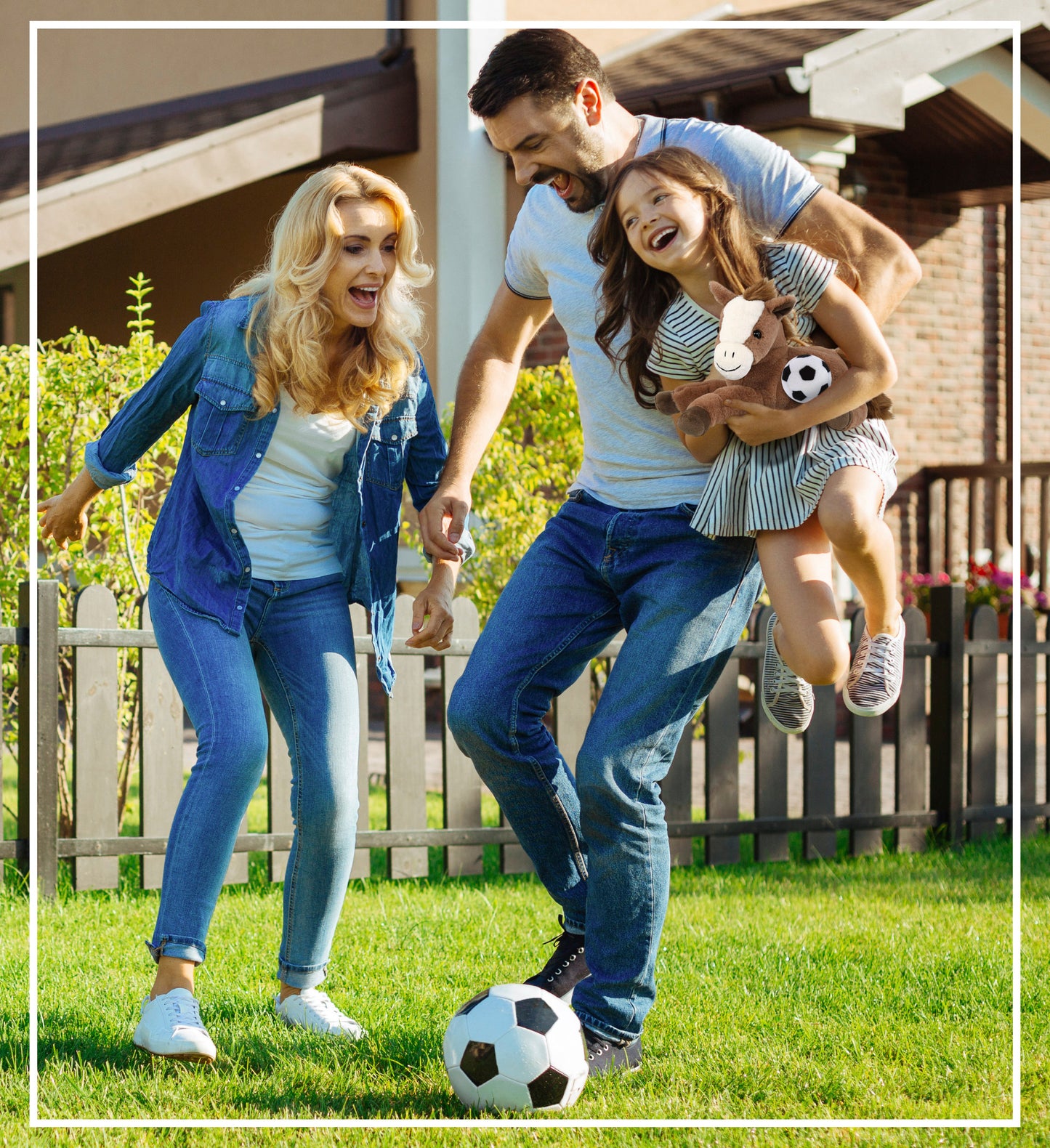 SUPER-SOFT PLUSH - LAYING BROWN HORSE 12" WITH SOCCER PLUSH