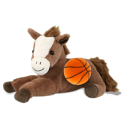 SUPER-SOFT PLUSH - LAYING BROWN HORSE 12" WITH BASKETBALL PLUSH