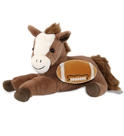 SUPER-SOFT PLUSH - LAYING BROWN HORSE 12" WITH FOOTBALL PLUSH