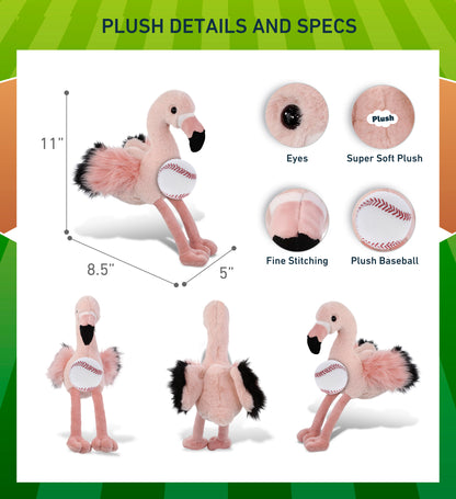 SUPER-SOFT PLUSH - ROSE FLAMINGO 8.5" with Baseball Plush