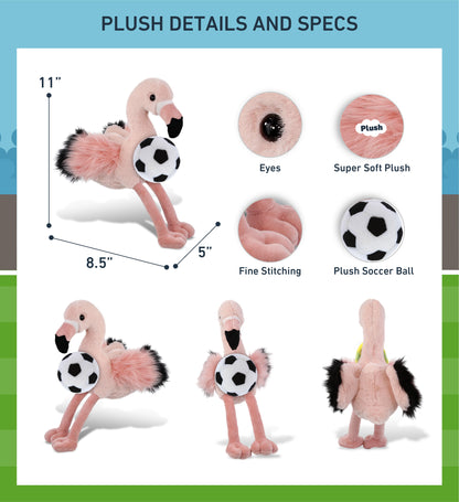 SUPER-SOFT PLUSH - ROSE FLAMINGO 8.5" with Soccer Plush