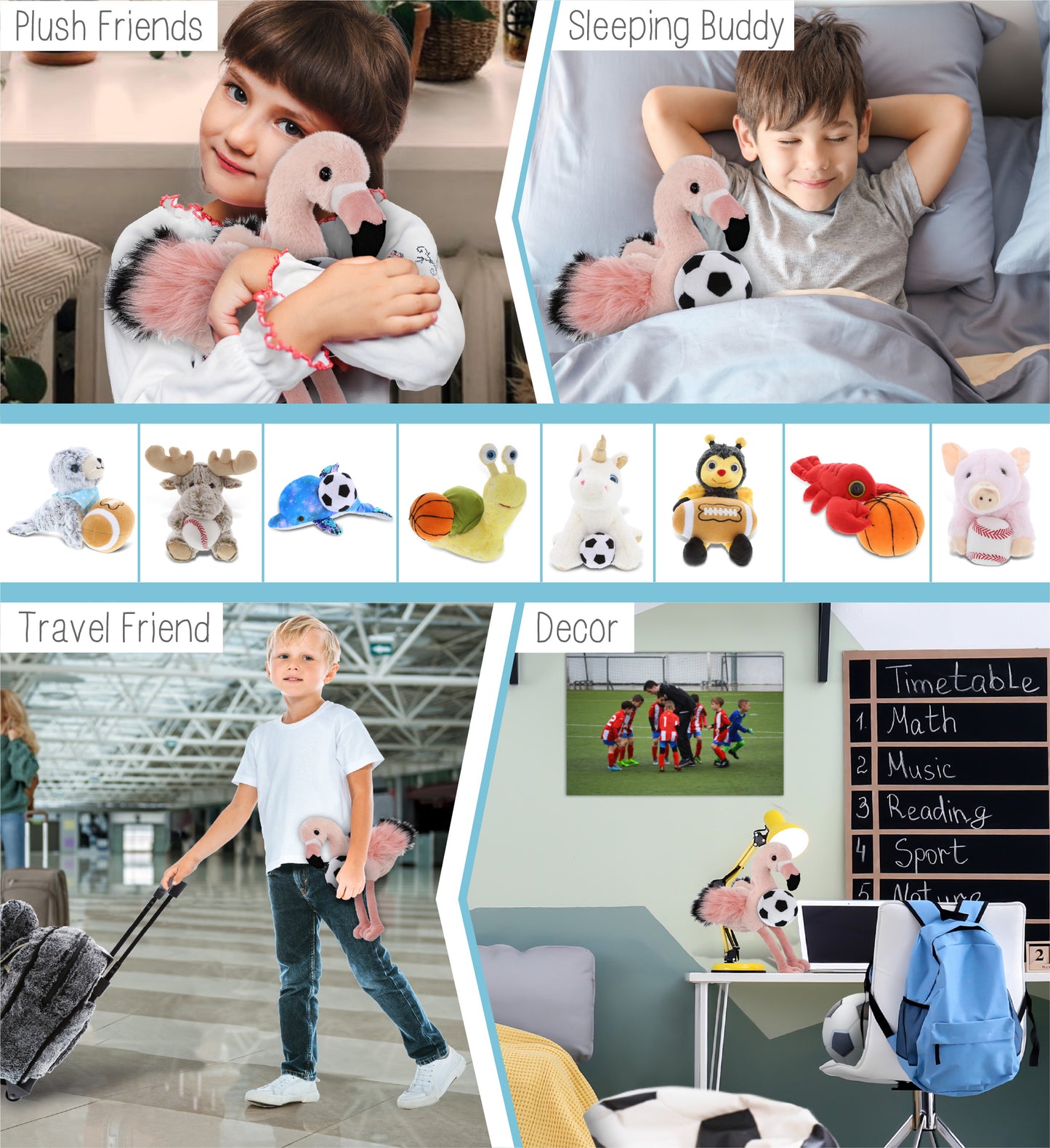 SUPER-SOFT PLUSH - ROSE FLAMINGO 8.5" with Soccer Plush