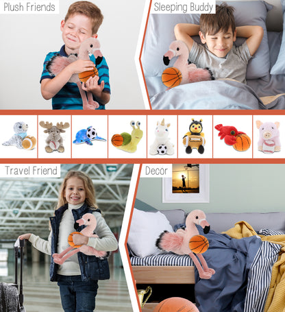 SUPER-SOFT PLUSH - ROSE FLAMINGO 8.5" with Basketball Plush