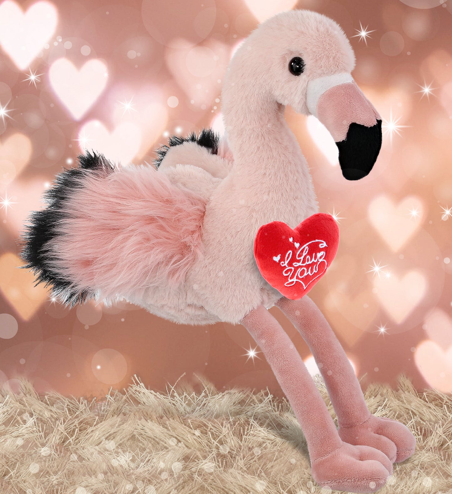 PLUSH I LOVE YOU RED HEART - SUPER-SOFT PLUSH - ROSE FLAMINGO 8.5"