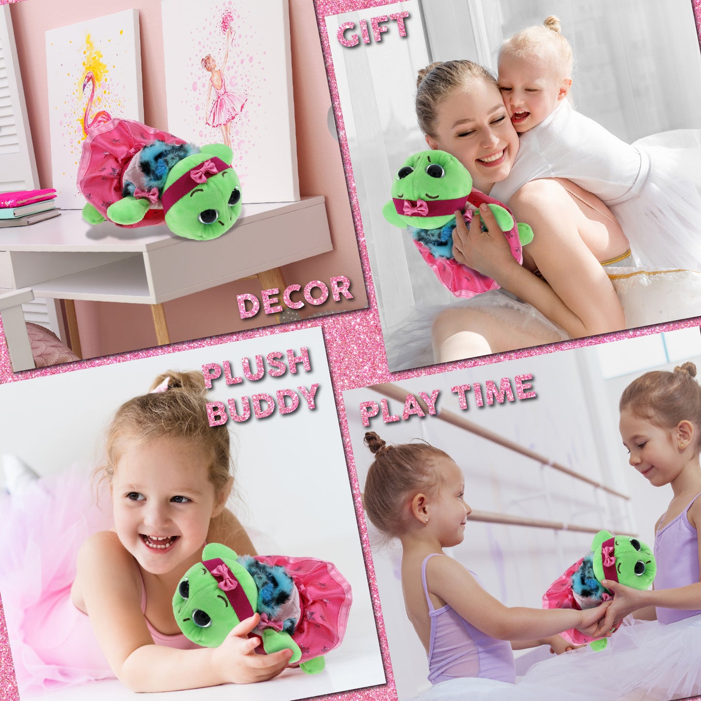 BIG EYE 6" PLUSH - BLUE SHELL SEA TURTLE WITH BALLERINA DRESS UP