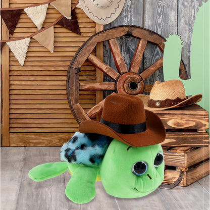 BIG EYE 6" PLUSH - BLUE SHELL SEA TURTLE With COWBOY Dress Up