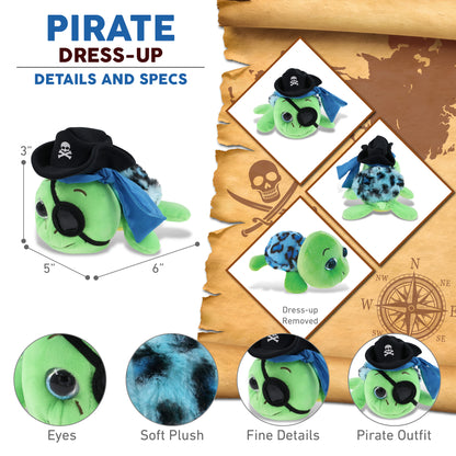 BIG EYE 6" PLUSH - BLUE SHELL SEA TURTLE PIRATE DRESS UP