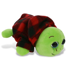 BIG EYE 6" PLUSH - BLUE SHELL SEA TURTLE WITH RED PLAID HOODIE