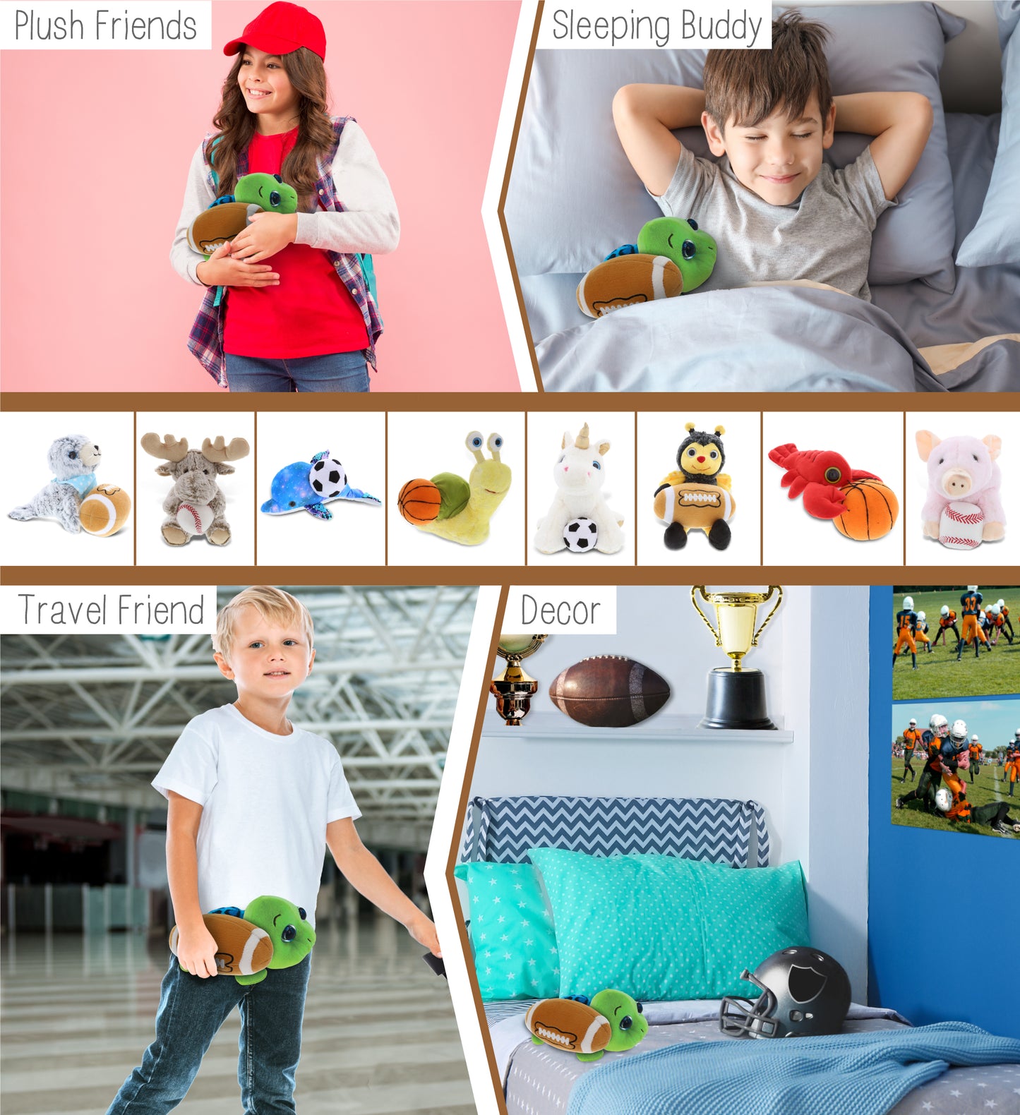 BIG EYE 6' PLUSH - BLUE SHELL SEA TURTLE With Football Plush