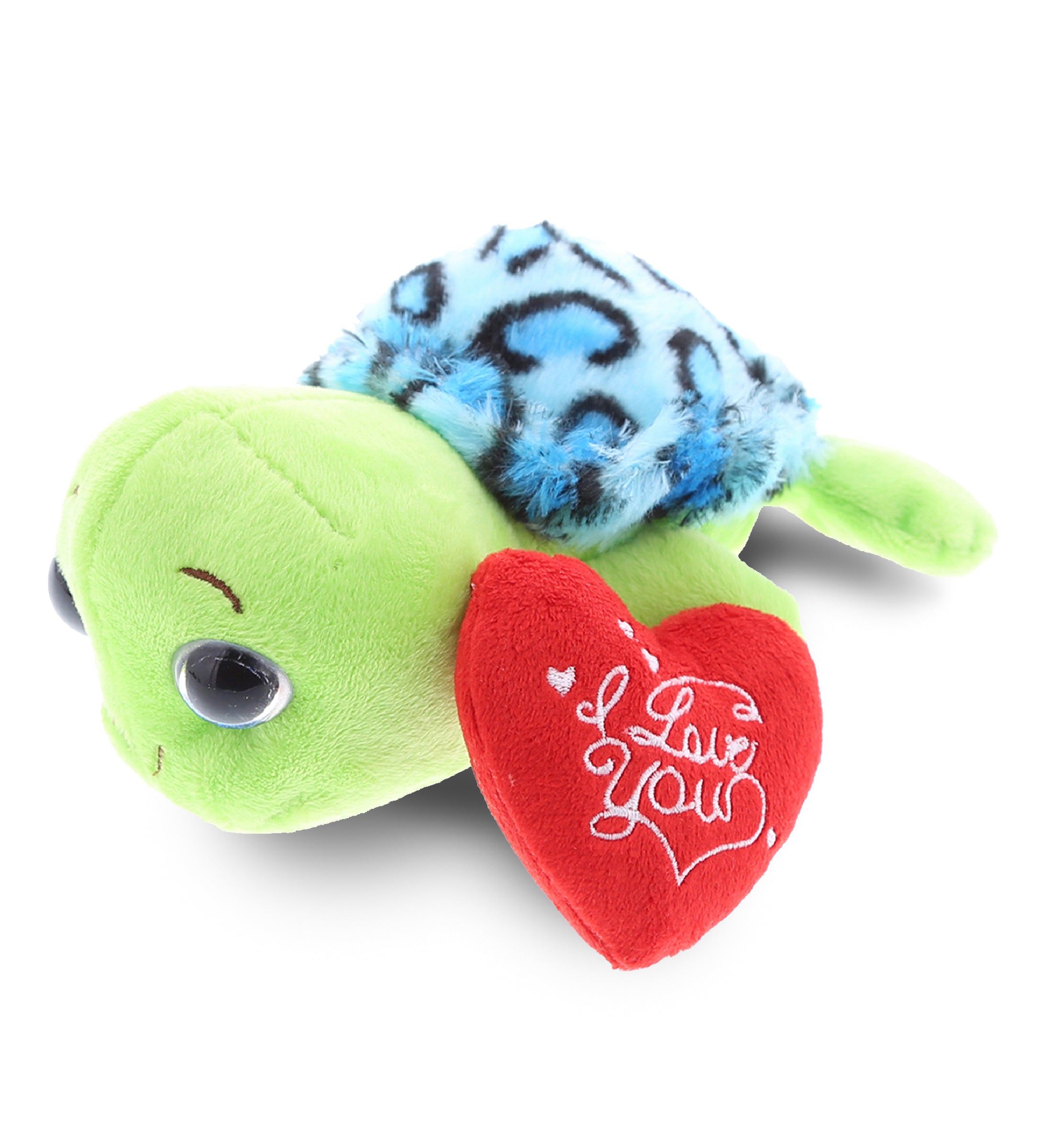 PLUSH I LOVE YOU RED HEART - BIG EYE 6" PLUSH - BLUE SHELL SEA TURTLE
