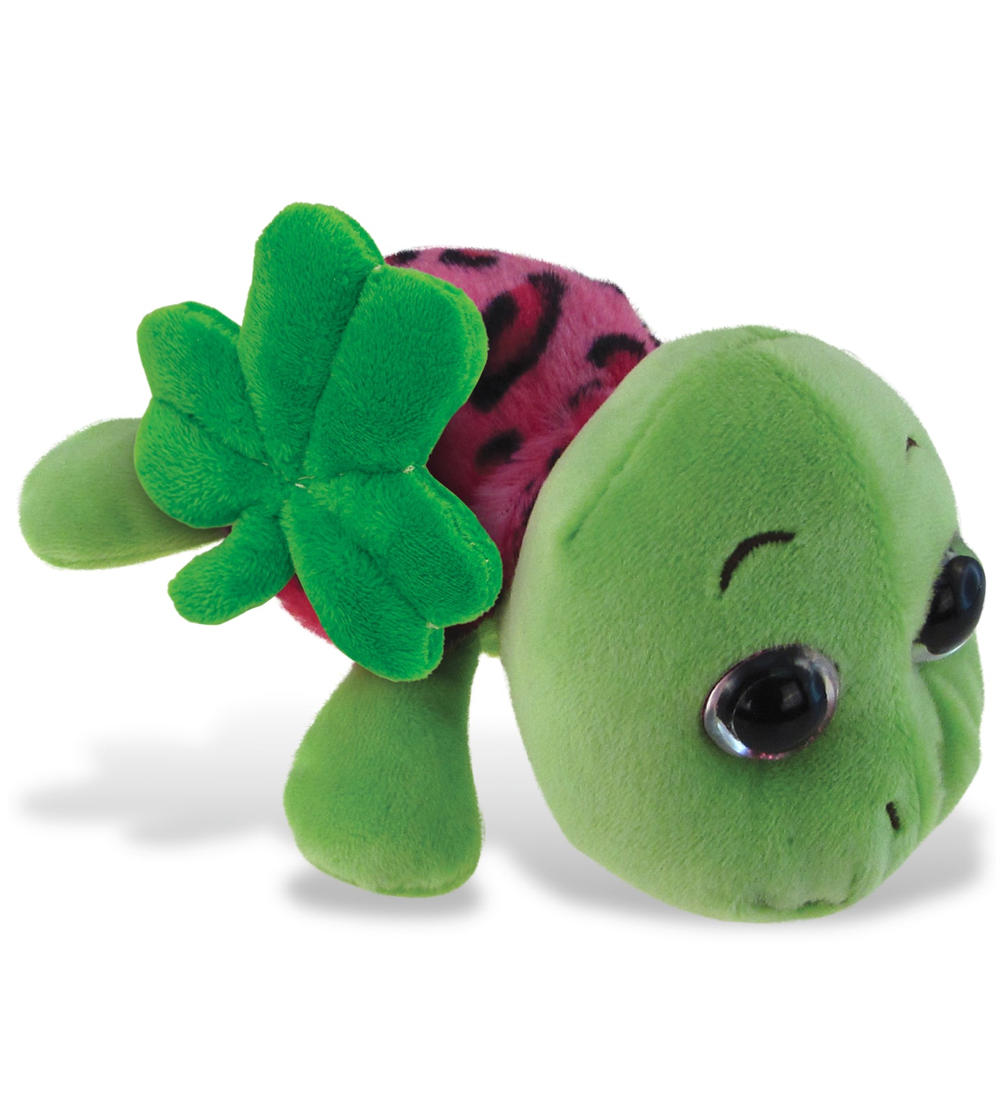 DolliBu Pink Shell Sea Turtle Stuffed Animal with Green Plush Shamrock - 6 Inch