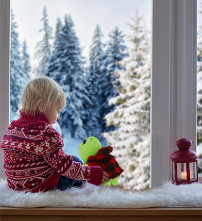 BIG EYE 6" PLUSH - PINK SHELL SEA TURTLE WITH RED PLAID HOODIE