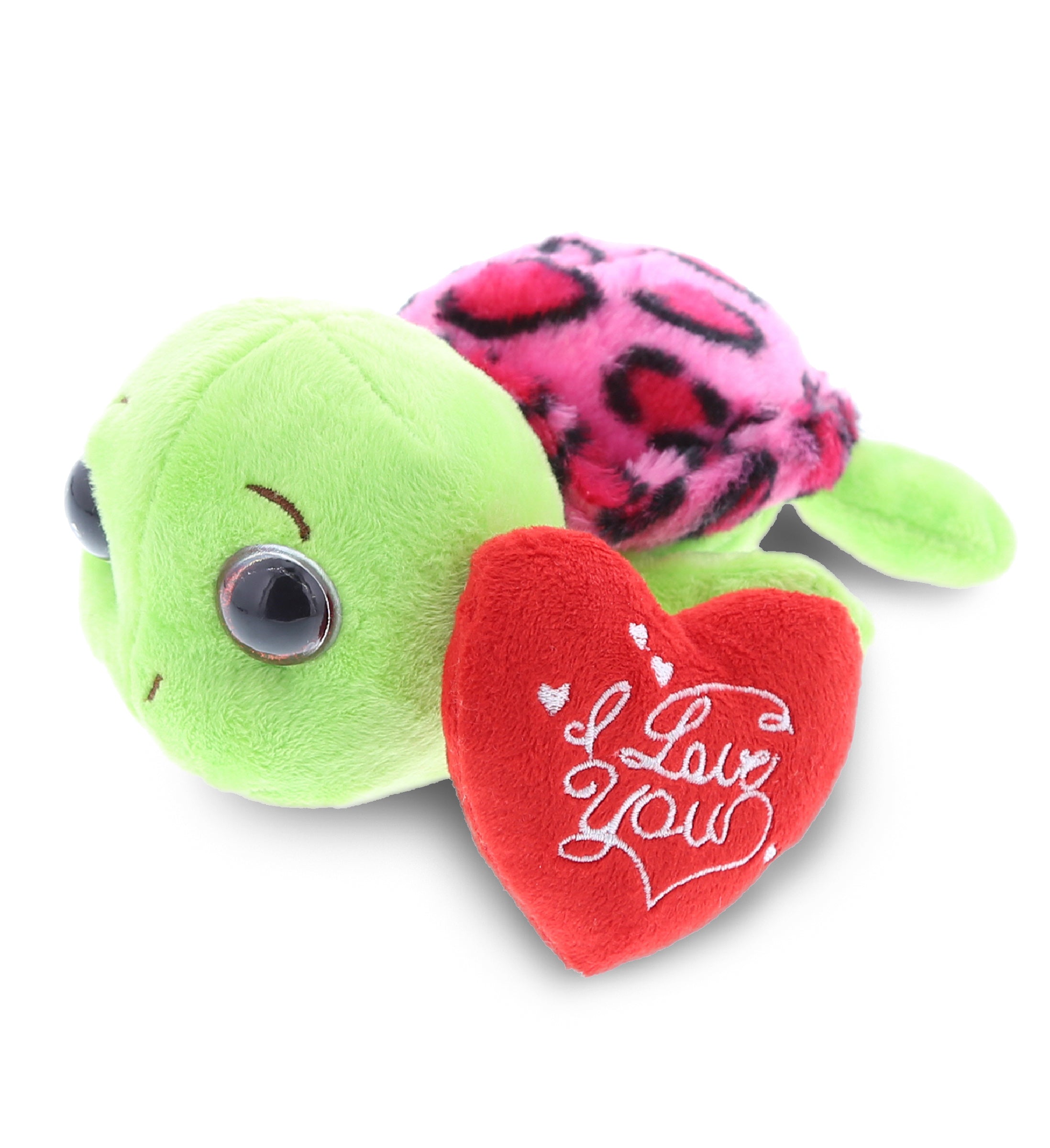 PLUSH I LOVE YOU RED HEART - BIG EYE 6" PLUSH - PINK SHELL SEA TURTLE