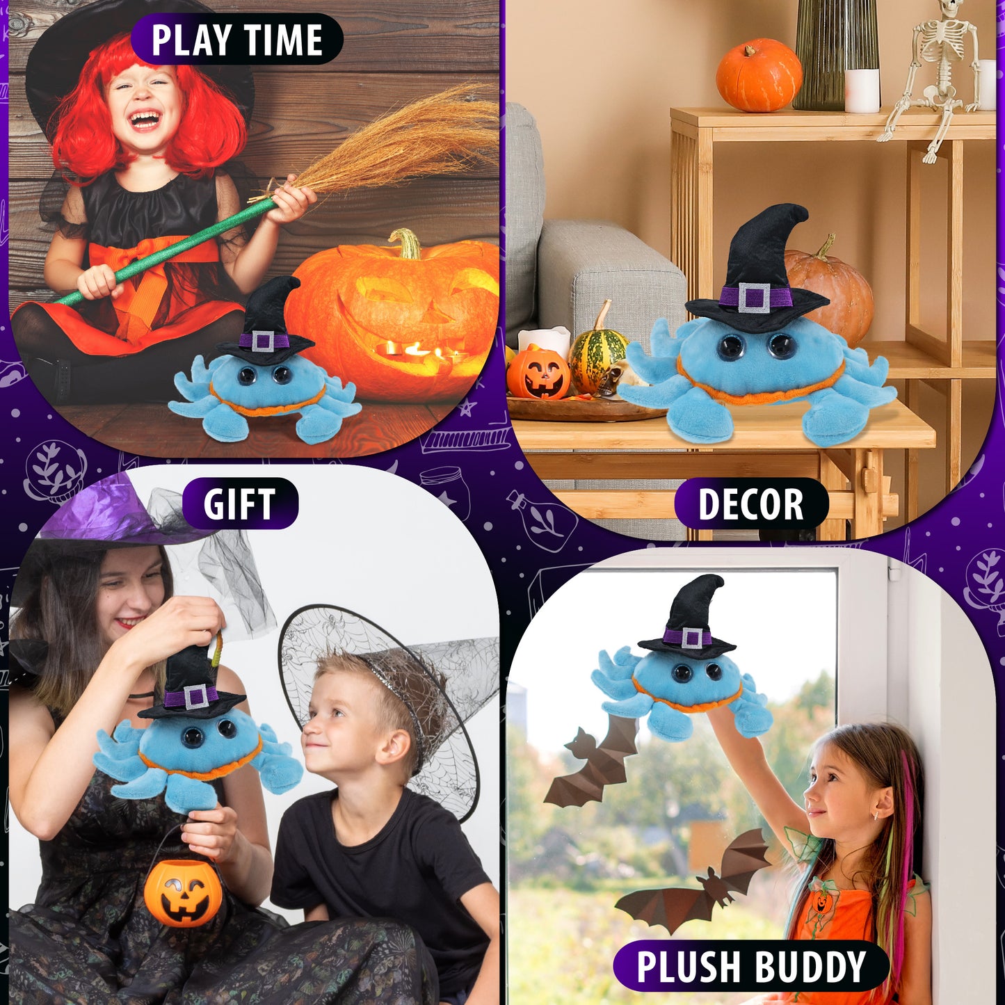 BIG EYE 6" PLUSH - BLUE CRAB WITCH DRESS UP